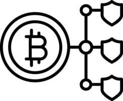 bitcoin blockchain línea icono vector