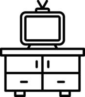 icono de línea de mesa de tv vector