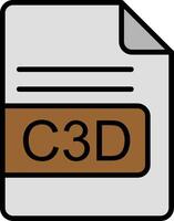 c3d archivo formato línea lleno icono vector