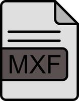 MXF archivo formato línea lleno icono vector