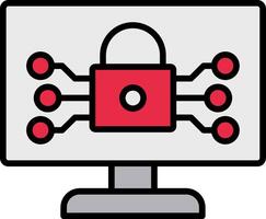 Internet Security Line Filled Icon vector