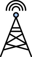 radio torre línea lleno icono vector