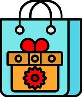 Gift Bag Line Filled Icon vector