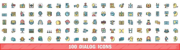 100 dialog icons set, color line style vector