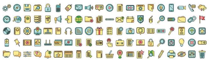 Interface icons set color line vector