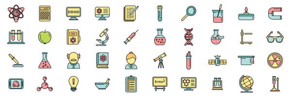 Research scientist icons set color line vector