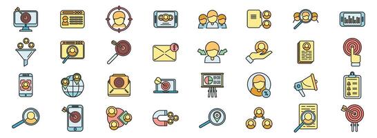 Target audience icons set color line vector