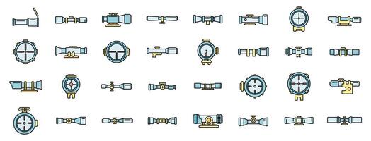 Telescopic sight icons set color line vector