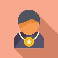 Motivational speaker with star medal icon flat . Meeting leader vector