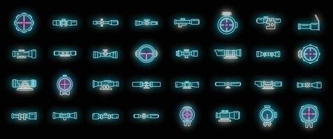 Telescopic sight icons set neon vector