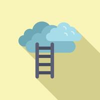 Ladder to cloud icon flat . Success goal vector