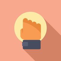 Leader fist rise up icon flat . Leadership success vector