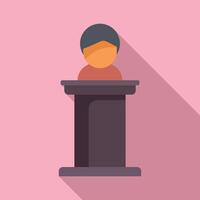 Motivational speaker speech icon flat . Professional audience vector