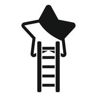 Ladder to success star icon simple . Business route to win vector