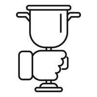 Leader handle cup icon outline . Success course vector