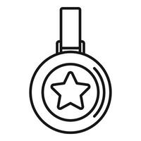 Gold leadership medal icon outline . Social prize vector