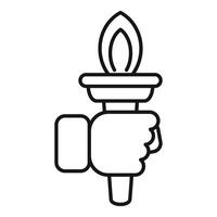 Handle torch leader icon outline . Burning flame vector