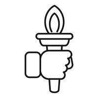 Handle torch leader icon outline . Burning flame vector