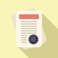 Paperwork disclaimer icon flat . Data law vector