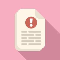 Contract disclaimer icon flat . Paper document vector