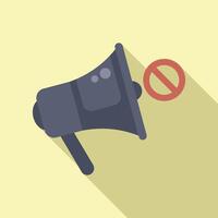 Rejected megaphone speech icon flat . Modern law vector