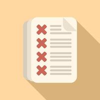 Paper rejected disclaimer points icon flat . Paper document vector