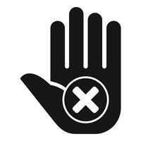 Stop rejected palm icon flat . Check notice vector