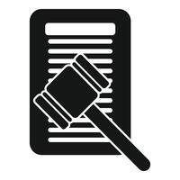 Gavel of disclaimer icon simple . Document term approve vector