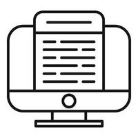 Computer online disclaimer icon outline . Condition contract vector