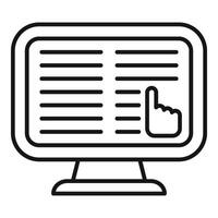 Online disclaimer monitor icon outline . Document term reading vector