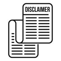 Disclaimer work paper icon outline . Protection mark vector