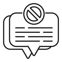 Rejected online message icon outline . Inform review vector