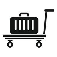 Bag on trolley platform icon simple . Move help vector