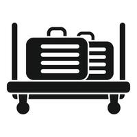 lleno equipaje carretilla icono sencillo . apoyo plataforma vector