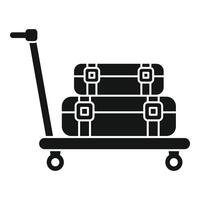 Luggage trolley with travel bags icon simple . Delivery security vector