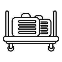 Full luggage trolley icon outline . Support platform vector