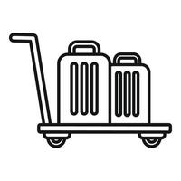 Airport luggage trolley icon outline . Support delivery vector