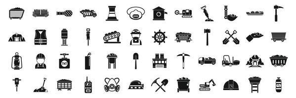 Coal mining icons set simple . Mine factory vector