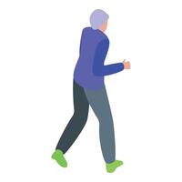 Old man running icon isometric . Training active vector
