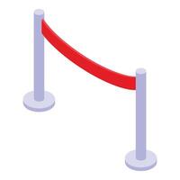 Red barrier on pillars icon isometric . Stop movement vector