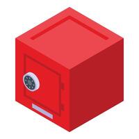 Red money safe box icon isometric . Finance protection vector