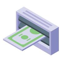 Cajero automático efectivo fuera icono isométrica . dinero Finanzas vector