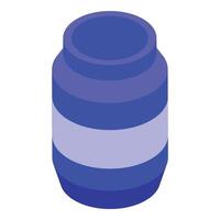 Blue pencil stand icon isometric . Empty pot vector