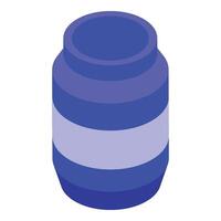 Blue pencil stand icon isometric . Empty pot vector