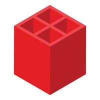 Red pencil stand icon isometric . Box holder vector