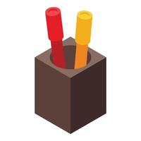 Shape pencil stand icon isometric . Art holder vector