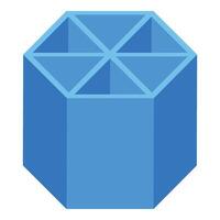 Blue pencil stand icon isometric . Hexagonal form vector