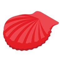 Red sea shell icon isometric . Underwater conch vector