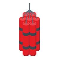 Red dynamite icon isometric . Explosive element vector