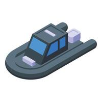 Arctic exploration rubber boat icon isometric . North research vector